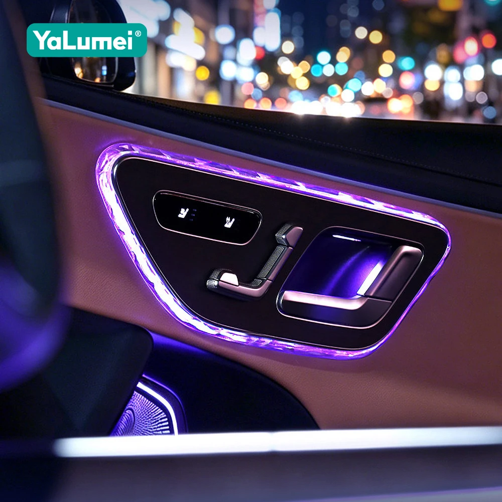 For Mercedes Benz C/GLC/E Class W206 X254 W214 AMG GT EQE EQS Car Crystal Door Handle Light Trim Frame Decoration Accessories