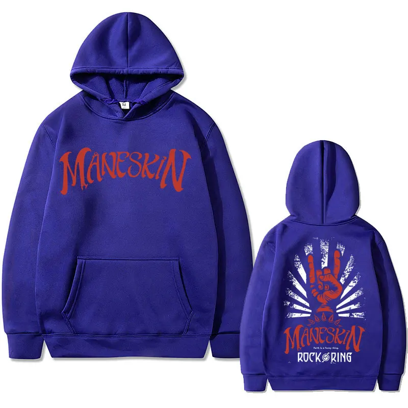 Maneskin-Sudadera con capucha Unisex con estampado de anillo, ropa de calle informal de gran tamaño, estilo Hip Hop, banda de Rock Punk italiano