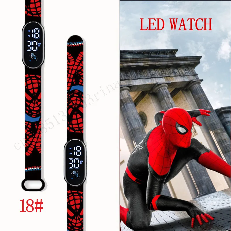 MINISO Spiderman Kid's Watches Men Sport Wristband Bracelet Waterproof Children Digital Watch Boys LED Clock Gift