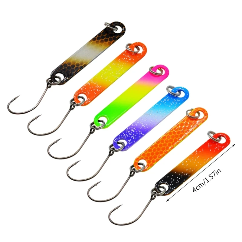 6 pçs/set iscas pesca colheres pesca práticas 4cm colher colorida-isca pesca metal para truta-pique-poleiro dropship