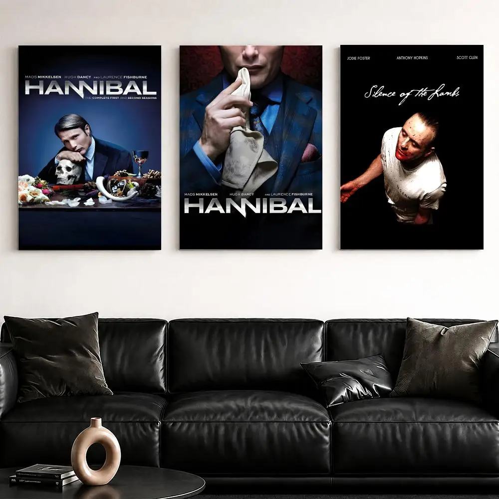 Classic Horror TV H-Hannibal Framed Wall Painting Ready to Hang Canvas Poster for Bedroom Living Room Hallway Home Decor Gift