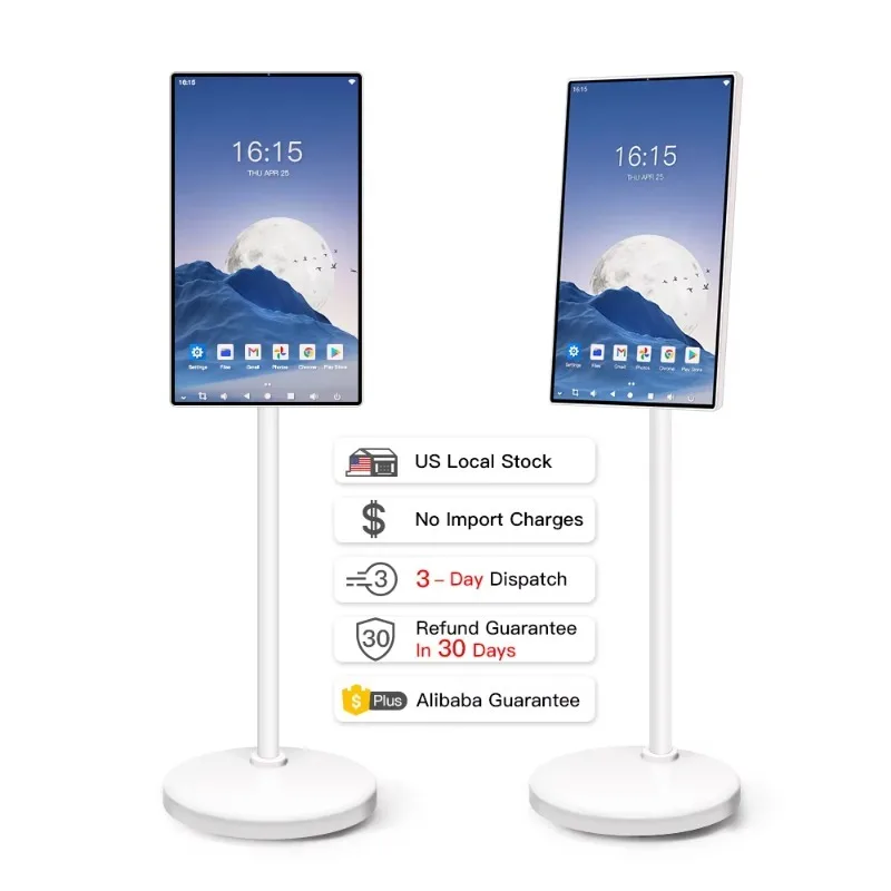 

24 Inch 128GB 13MP Rolling Tablet TV Remote Control Tutorials Home Gym Workout Android Portable Smart TV