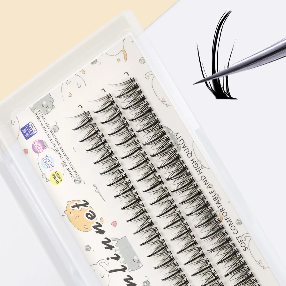 Anlinnet Egirl Sandwich False Eyelashes Natural Thick A-type Fishtail Fairy Hair Self-adhesive False Eyelashes Comic Eyelashes