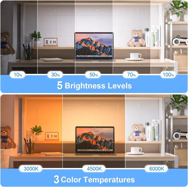 WILLED 5W Dimmable Night Light 3 Colors Adjustable Makeup Light with 2500mAh Rechargeable Under Cabinet for Closet Bedside Desk 2 WILLED 5W Dimmable Night Light 3 Colors Adjustable Makeup Light with 2500mAh Rechargeable Under Cabinet for Closet Bedside Desk 2