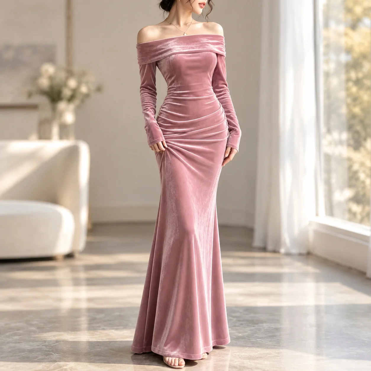 Single Bodycon Dress Slim Fit Elegant Party with Long Sleeve Mid Waist No Button Women Elegant Party Dresses Autumn Winter