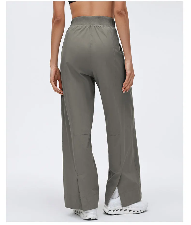 Damen High-Waist Yoga-Hose Einfarbige Weite Beinweite Workout-Hose Lose Atmungsaktive Schnelltrocknende Laufhose Damen-Sportbekleidung – Detail 6