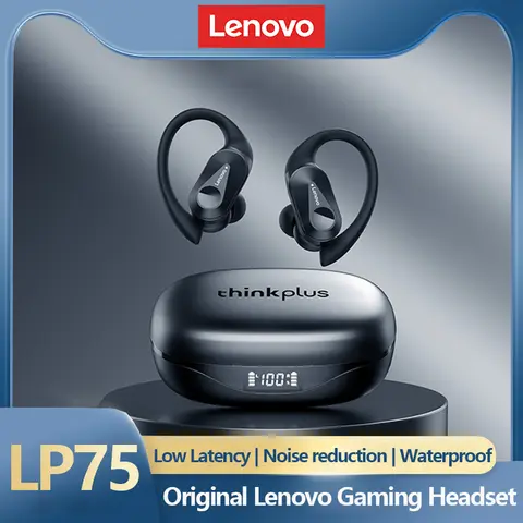 새로운 Lenovo LP75 OWS 무선 블루투스 이어폰 게임용 소음 차단 헤드폰 LED 전원 디스플레이 방수 스포츠 헤드셋