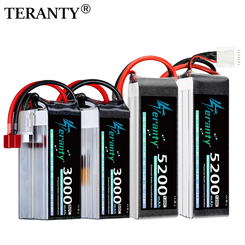 1/2Pcs TERANY Lipo Battery 4S 6S 3000mAh 5200mAh 80C 120C for FPV Drone Quadcopter Airplane Car Boat 15.2V 22.8V Battery