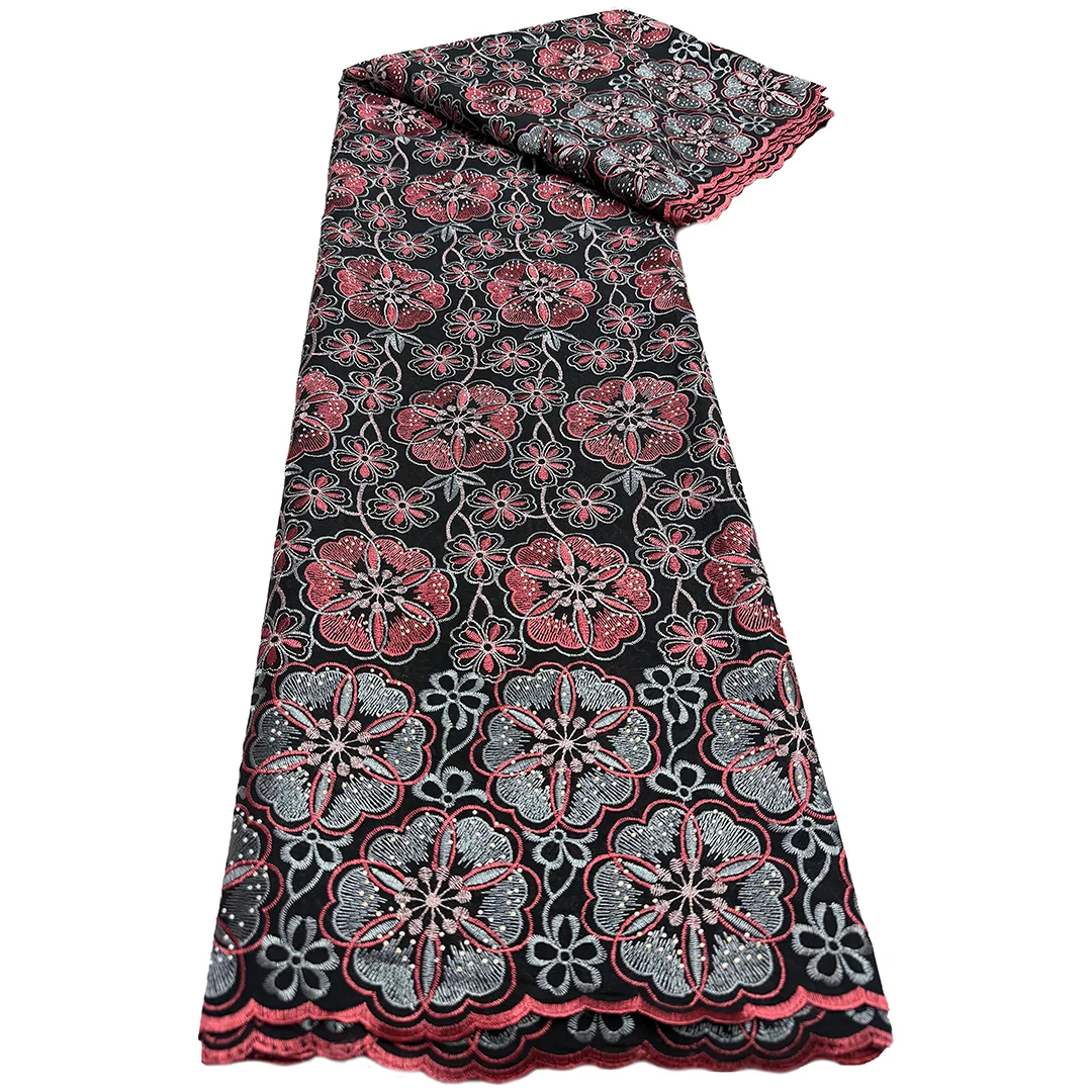 

Fashion Nigerian Cotton Lace Fabric with Stones 2025 High Quality African Swiss Voile Lace Fabric For Sewing Woman Party Dresses