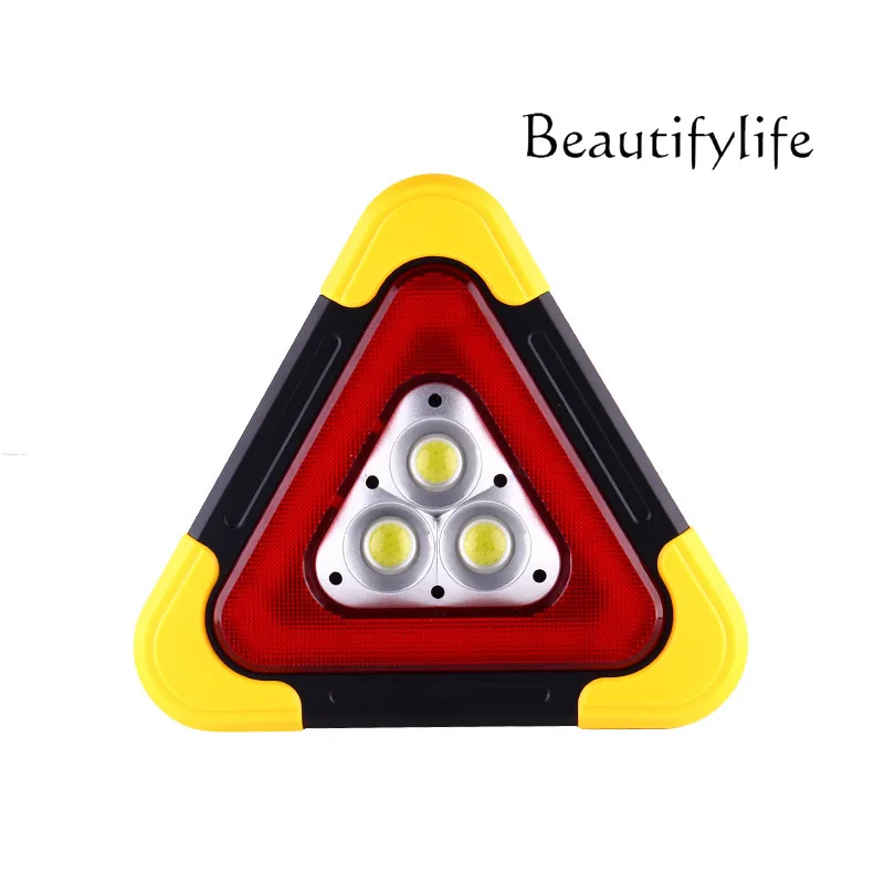 Car triangle warning plate Car tripod Solar triangle plate Driving safety emergency light Vehicle warning frame