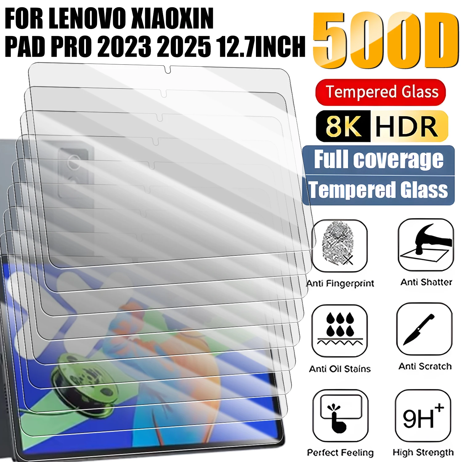

For Lenovo Xiaoxin Pad 12.7inch 2025 Tablet Screen Protectors Full Cover Ultra Clear Tempered Glass Protective Films