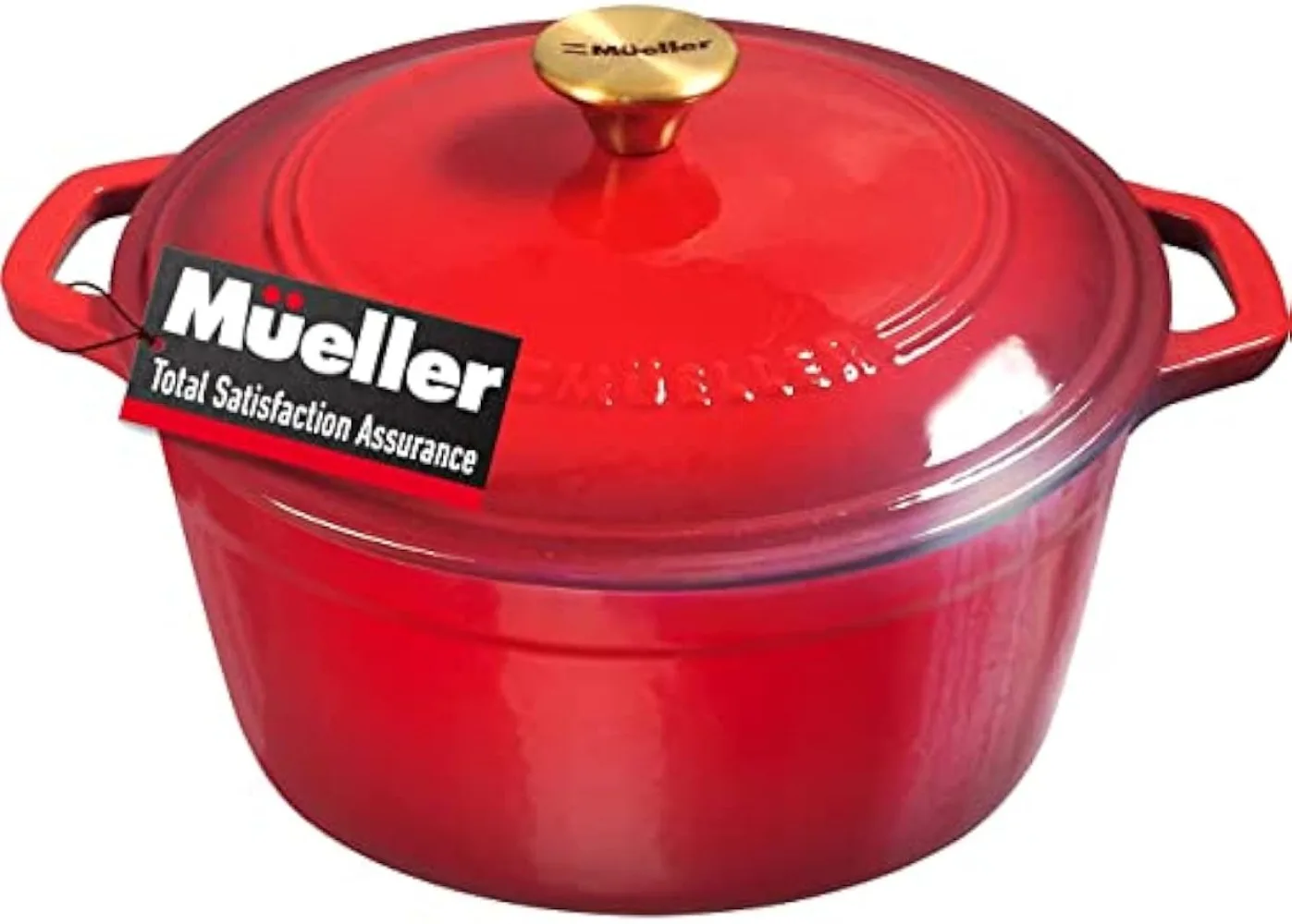 Mueller DuraCast-Cast Iron Dutch Oven Pot with Lid, Heavy-Duty Casserole Dish, Braiser Pan,Stainless Steel Knob, 6 Quart