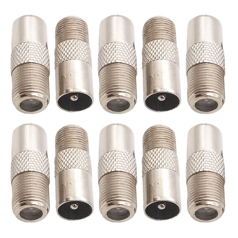 10PCS F Female to TV Male Coaxial Adapter Nickel Plated 75Ohm F Type RF Connector for Cable TV Antenna Set Top Box - view 3