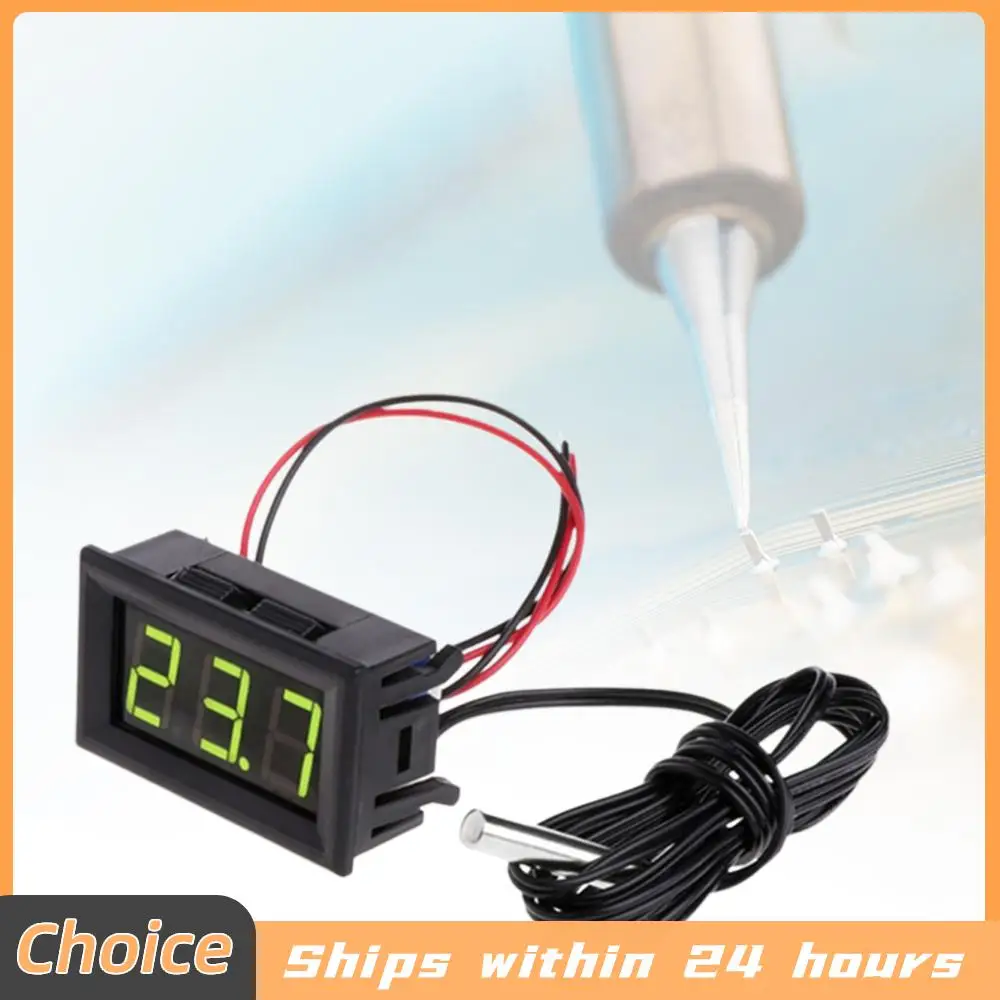 0.56inch LED Digital Thermometer Tester Panel Gauge DC 5-12V Thermometer Gauge with Sensors Probe Temperature Instrument