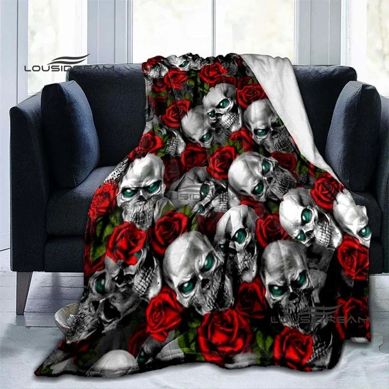 Skull and Roses Throws Blanket Dark Goth Unicorn Blanket for Beds Adults and Children Bedroom Living Room Decoration Sofa Travel