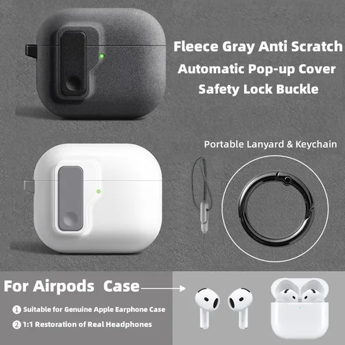 Cerradura de seguridad para AirPods 4, funda con cordón, cubierta a prueba de golpes, funda protectora completa contra caídas con bonito llavero para Airpods Pro2/Pro