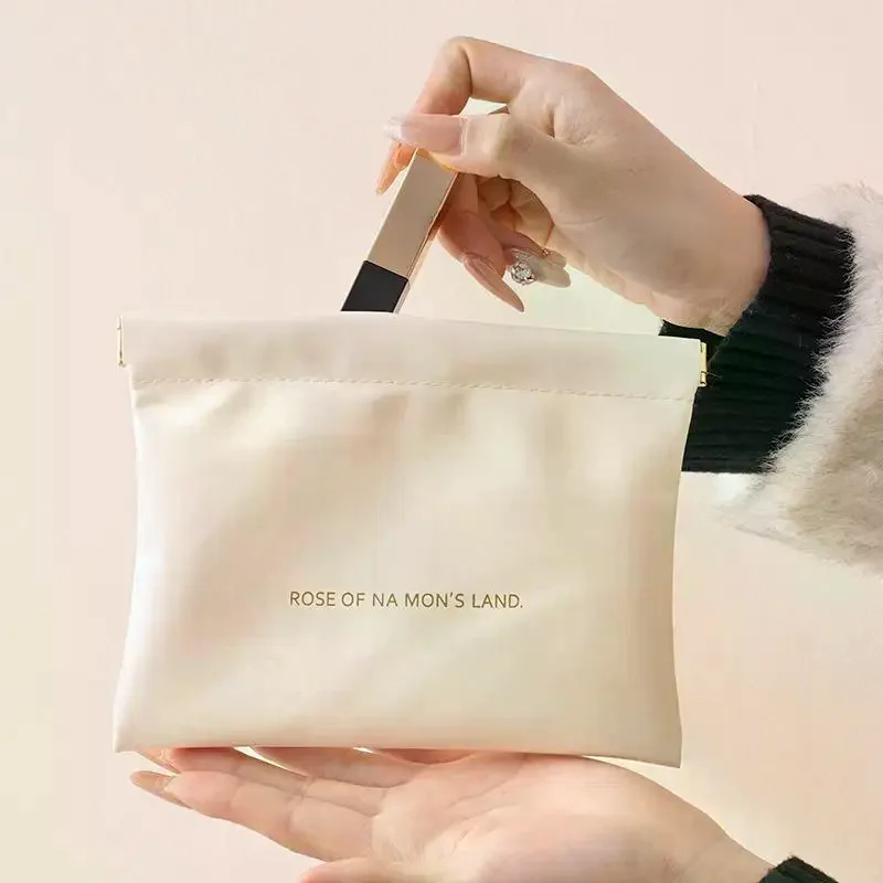 

Fashion PU Leather Storage Bag Automatic Closure Waterproof Purse Portable Earphone Charging Line Cosmetic Lipstick Jewelry Bag