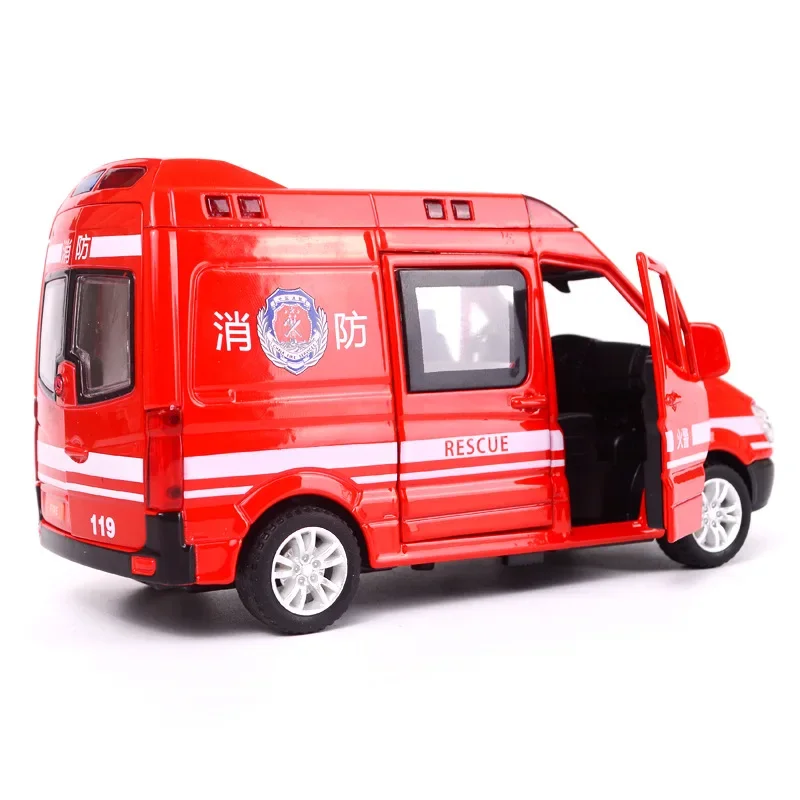 

Sound Light Ambulance Police Car Model Pull Back Alloy Diecast DHL Ambulance Fire Vehicle Police Truck Toy for Boy Children