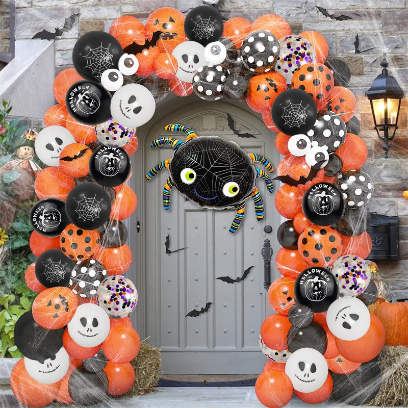 

Cartoon Pumpkin Farm Style Halloween Balloon Chain Window Decoration Purple Black Orange Fruit Green Horror Theme Party Supplies