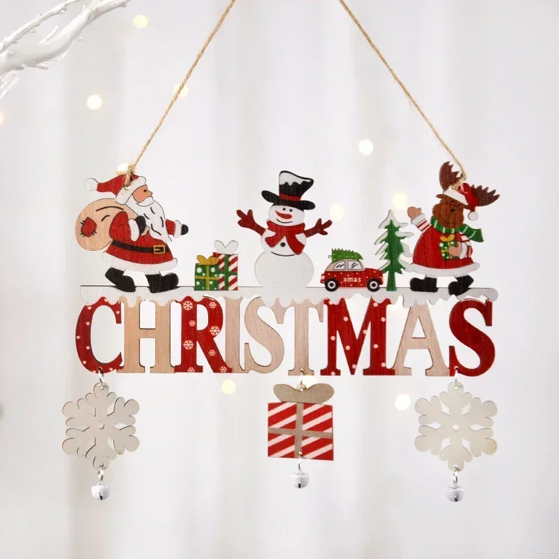 2024 Wooden Christmas Hanging Pendants Gnome Santa Claus Merry Christmas Decoration for Home Xmas Tree Ornaments New Year Gifts