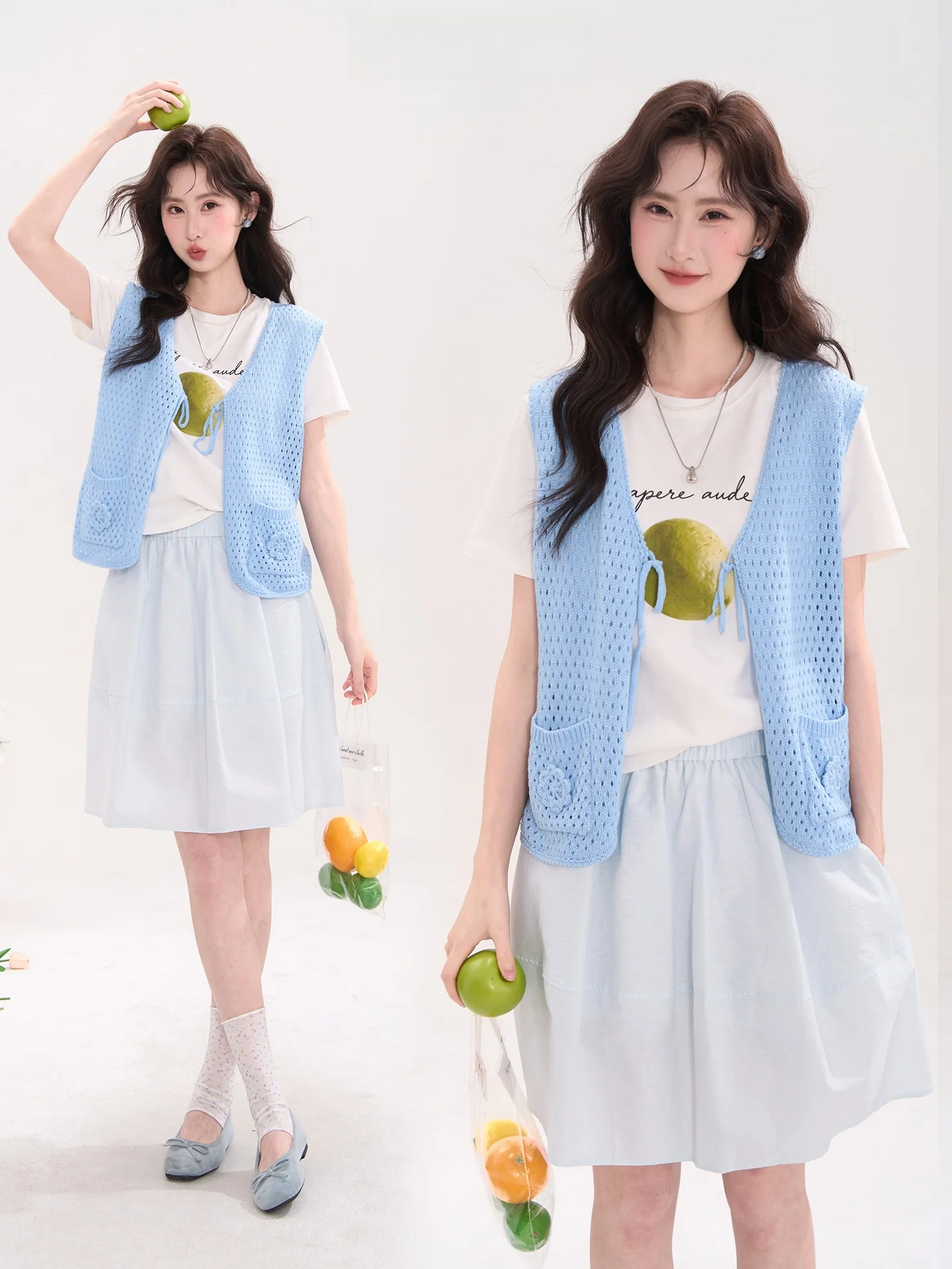 

Heme Flower Field Window Mist Flower op 3D Flower Hollow Knitted Vest Women's Spring Summer Open Cardigan Loose Fit Casual ...