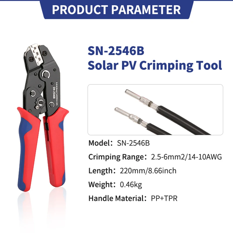 SN-2546B Solar Photovoltaic Connectors Plier Crimping Tool Set for 2.5/4/6mm2 Wire Crimper Plier Kit,Solar Connectors Clamp