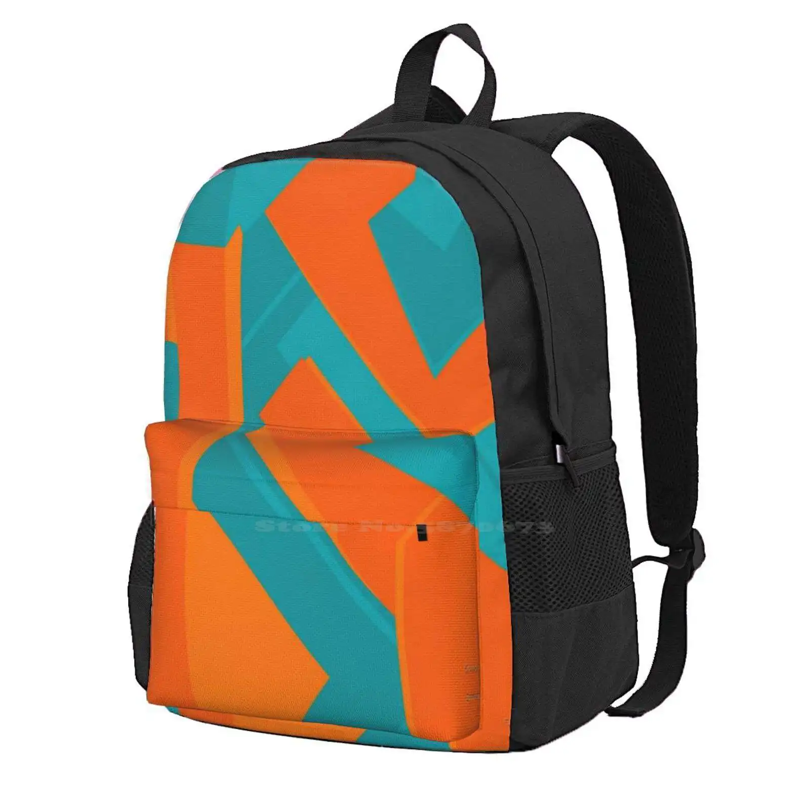 Teal And Orange-Abstract Art Hot Sale Backpack Fashion Bags Orange Abstract Art Teal Abstract Art