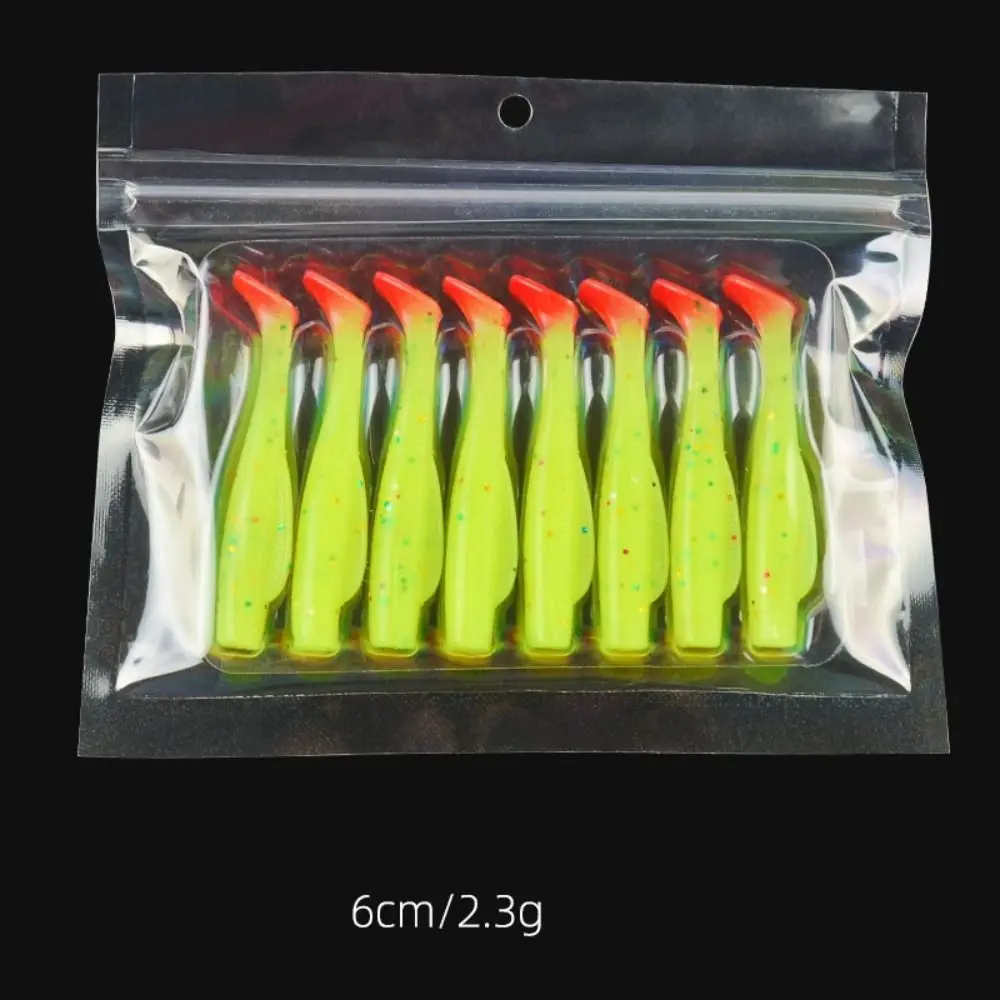

1 pack 6/8.5cm T-Tail Swim Lures Silicone Soft Worm Artificial Bait Set Colorful Simulation Soft Lure Silicone Bait