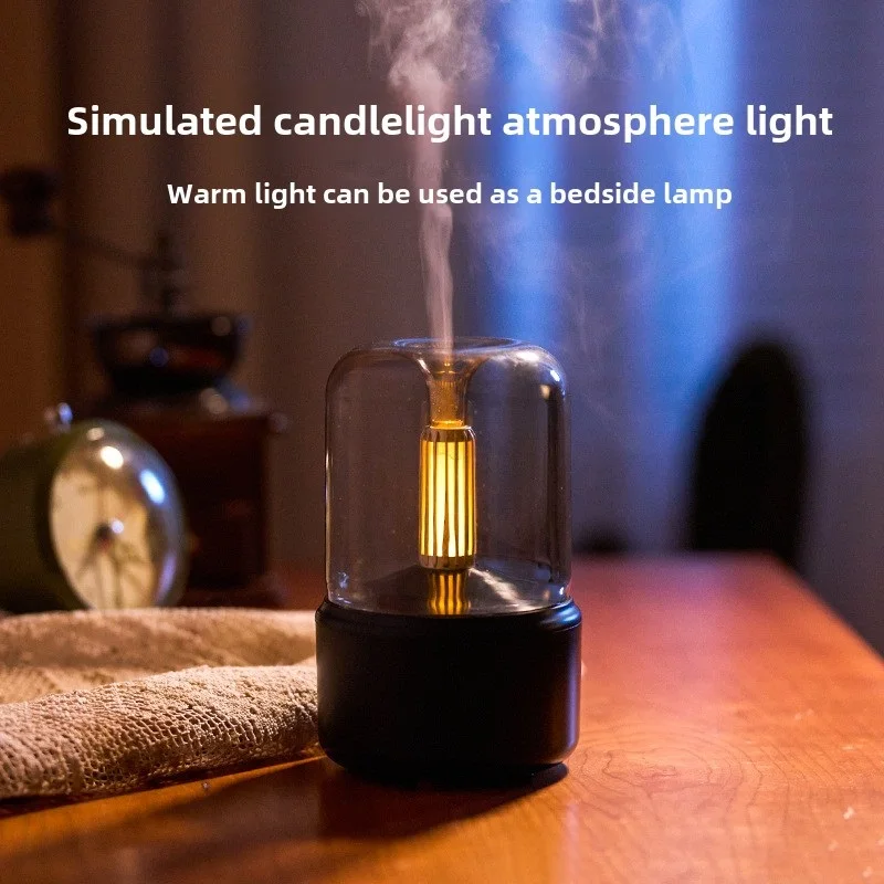 2026 New Upgrade 120ml Aromatherapy Humidifier Ultrasonic Humidifier With Creative Candlelight Design USB Air Humidifier For Sle