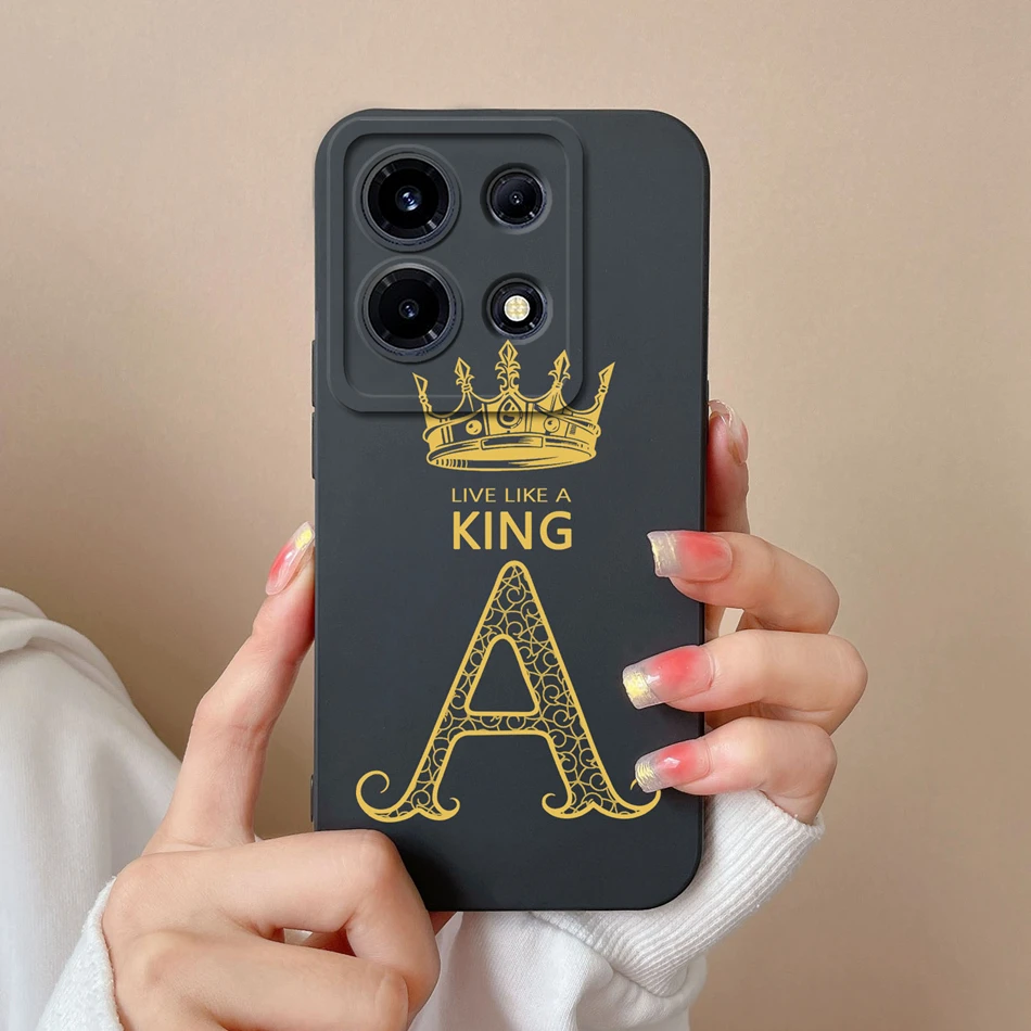 For Infinix Note 30 Pro Vip 30i Case Crown 26 Letter Upgrade Lens Protection Soft Liquid Silicone Cover For Infinix Note30 30Pro