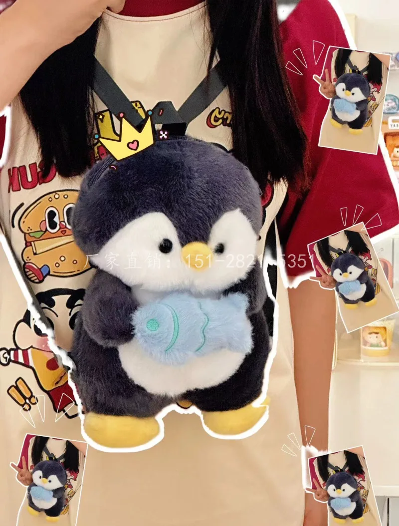 Women plush Penguin backpack girl cartoon cute doll shoulder bag