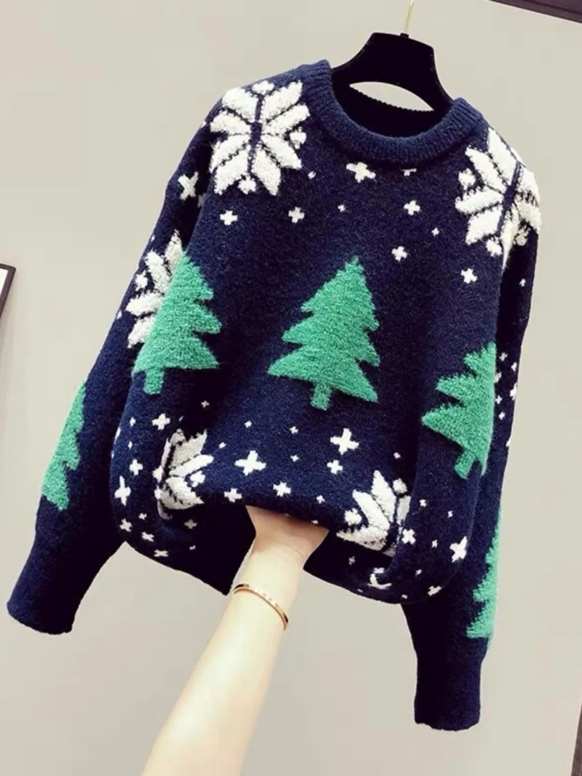 Red Christmas Sweater Women's Pullover 2024 Autumn and Winter New Trendy Ins Super Hot Loose Lazy Wind Top Super Thick