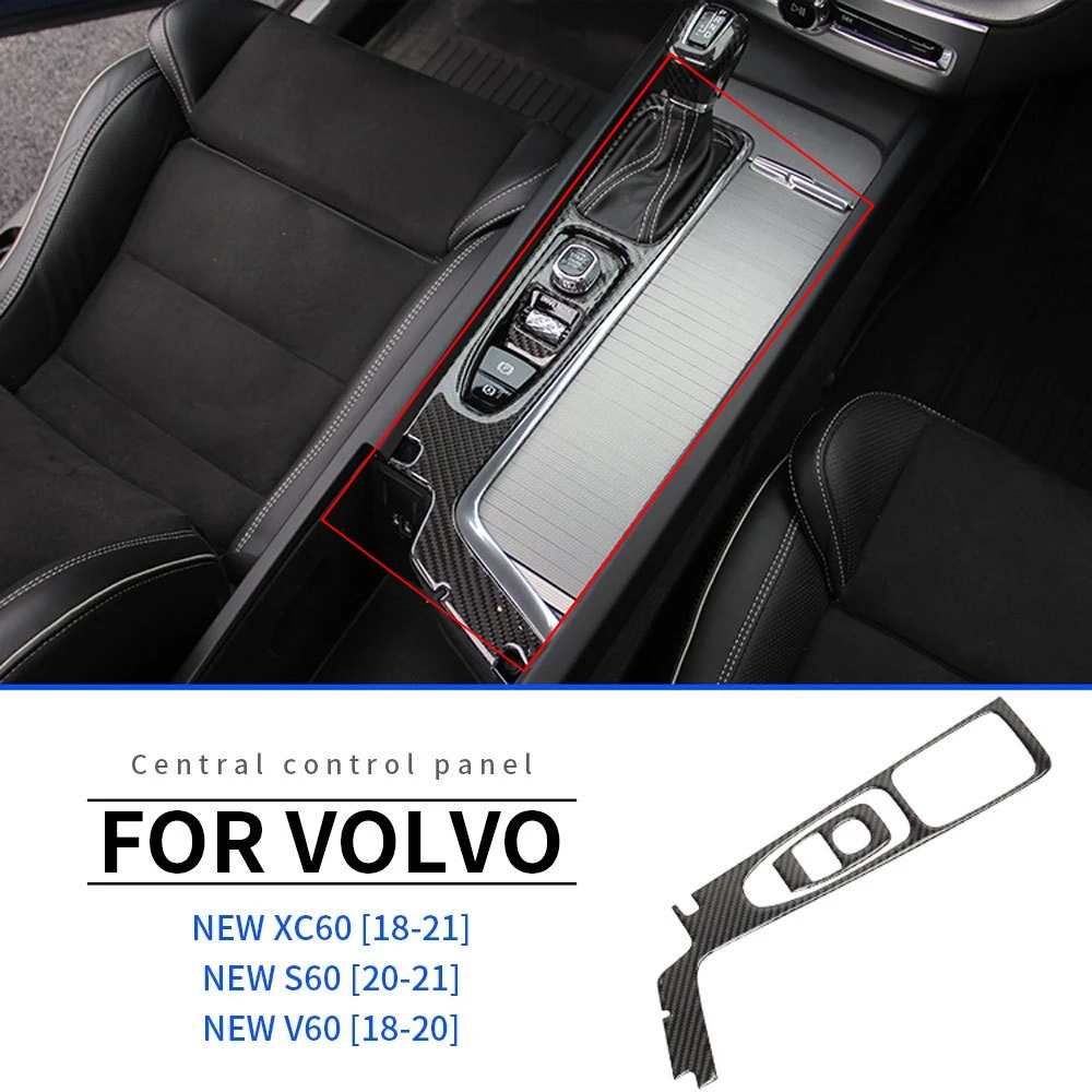 

For Volvo XC60 S60 V60 Gear Shift Panel Frame Cover 2018 2019-21 Car Protective Stickers Carbon Fiber Auto Interior Accessories