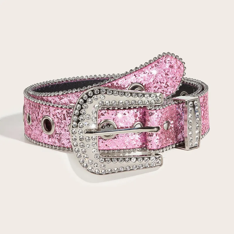 

VIBE Rhinestone belt Women's ins wide belt decoration Fashion personality sequin jeans with a sense of versatile design