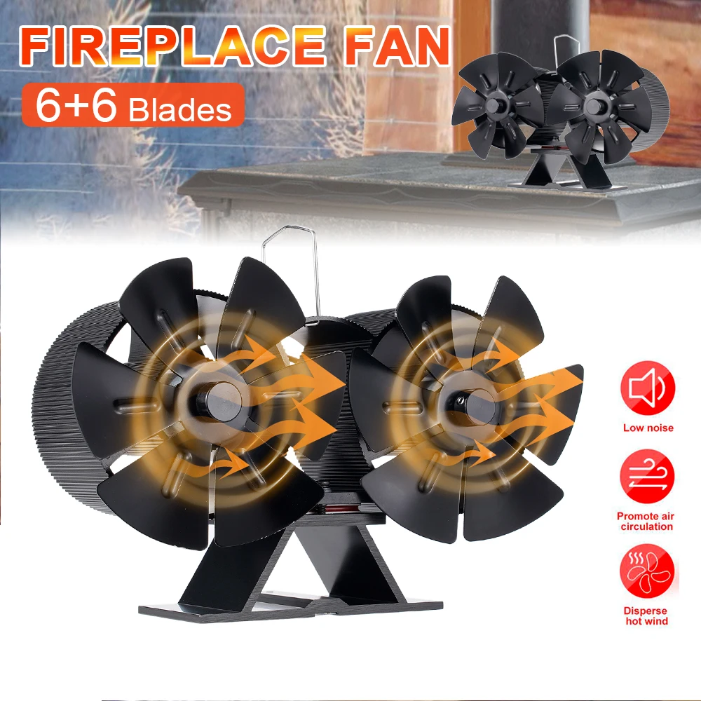 Heat Powered Stove Fan 12 blades Fireplace Fan Log Wood Burner Silent Energy Saving Overheat Protect Efficient Heat Distribution