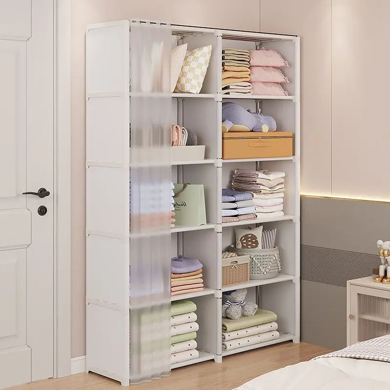 Dustproof Wardrobe Household Bedroom Multipurpose Storage Rack Simple Assembly Storage Cabinet Rental Room Multi-layer Wardrobe