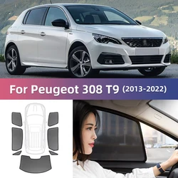 For Peugeot 308 II T9 Hatchback 2013-2022 Car Sunshade Front Windshield Magnetic Mesh Curtain Rear Side Window Sun Visor Shade