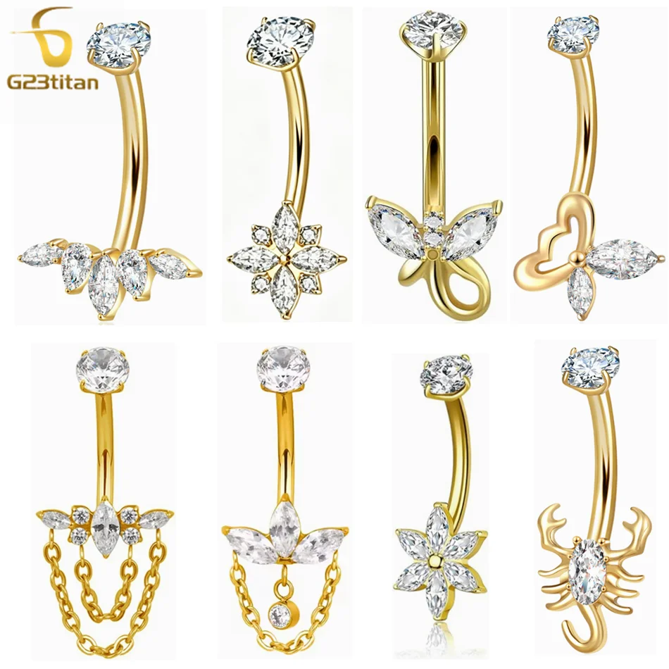 Belly Bar Titanium - 14G Titanium Belly Button Rings PVD