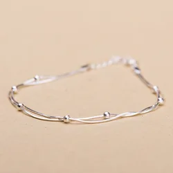 New Fashion Jewelry 925 Sterling Silver Bracelets Round Simple Personality Sweet Bracelets