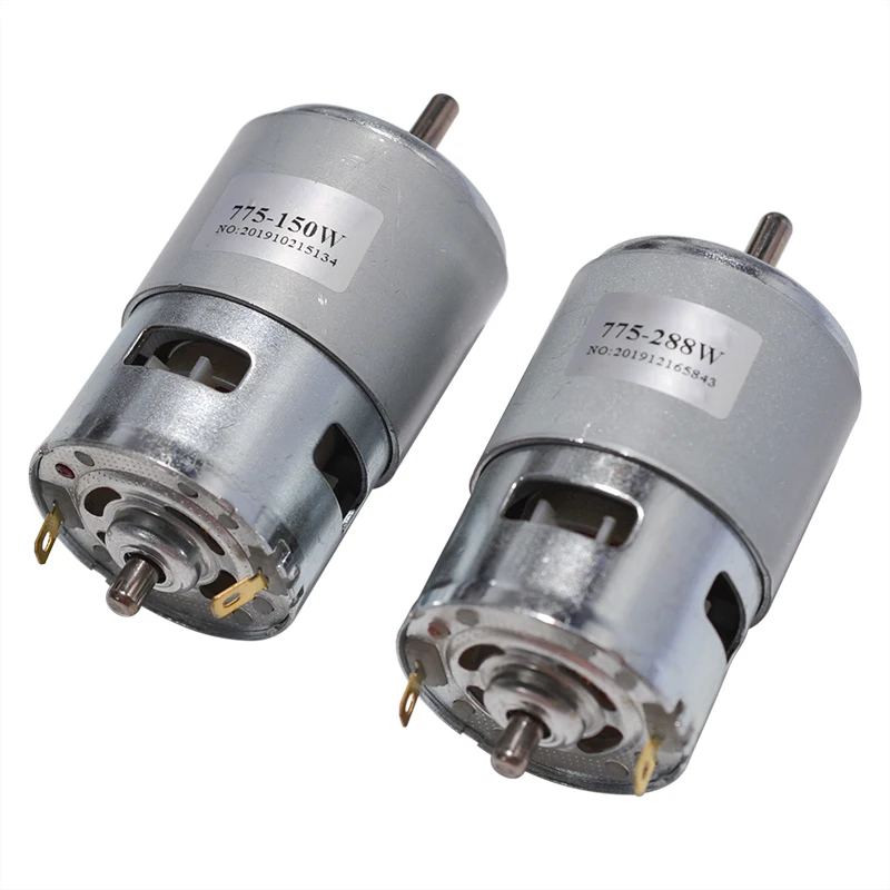 775 Motor DC 12V 24V 80/150/288W DC Motor Large Torque Low Noise Double Ball Bearing Spindle DC Motor Electronic Component Motor