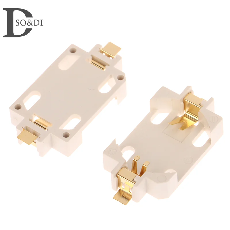 Support de batterie bouton plaqué or pour boîtiers de prise CR2032 SMD, boîtier blanc, accessoires de bricolage, 10 pièces