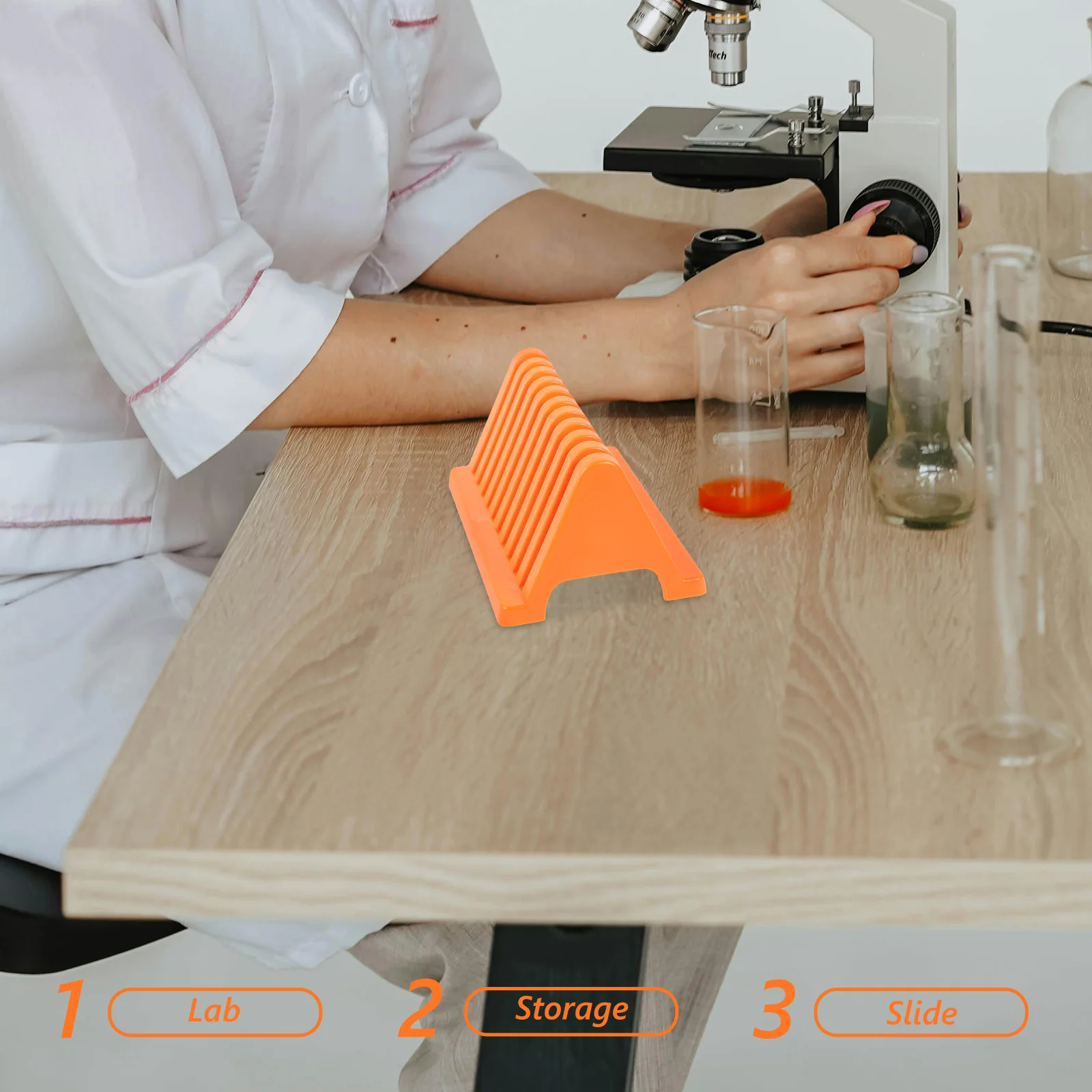 

2Pcs Microscope Slides Staining Racks Aesthetic PP Material Convenient Lab Desktop Storage Organizer Microscope Slides Holder