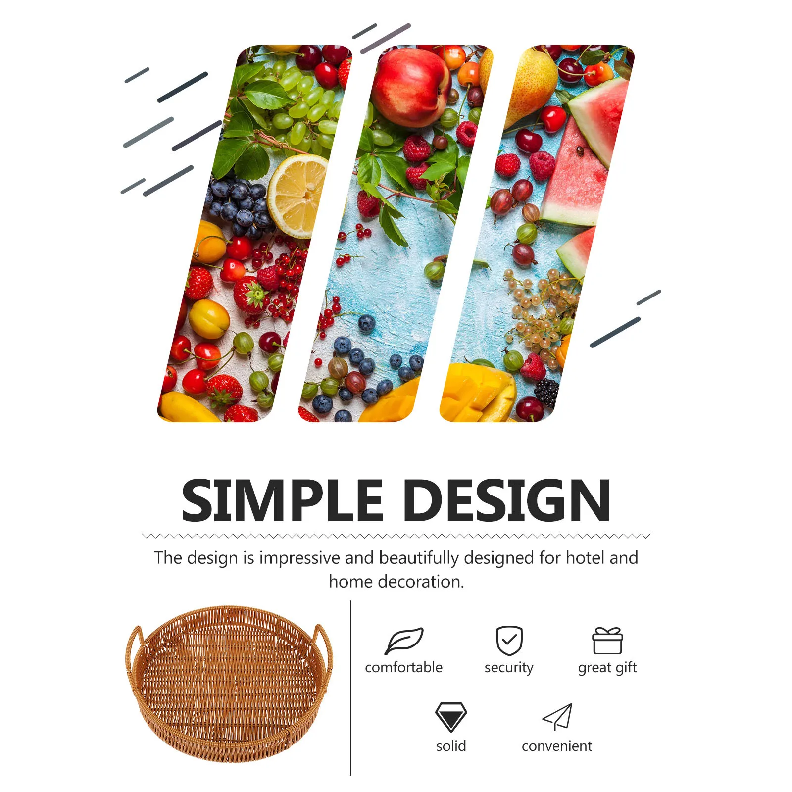 

Imitation Rattan Woven Bread Basket Sturdy Snack Container Food Basket for Home Bread Fruit Desktop Storage Snack Holder