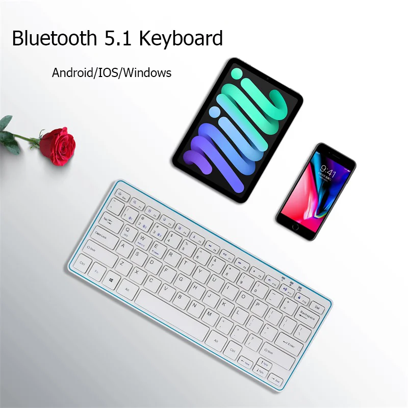 

Ergonomic Wireless Bluetooth Keyboard Silent Mini Keypad Slim Gaming Office Keyboard For Apple Windows Android iPad PC Laptop