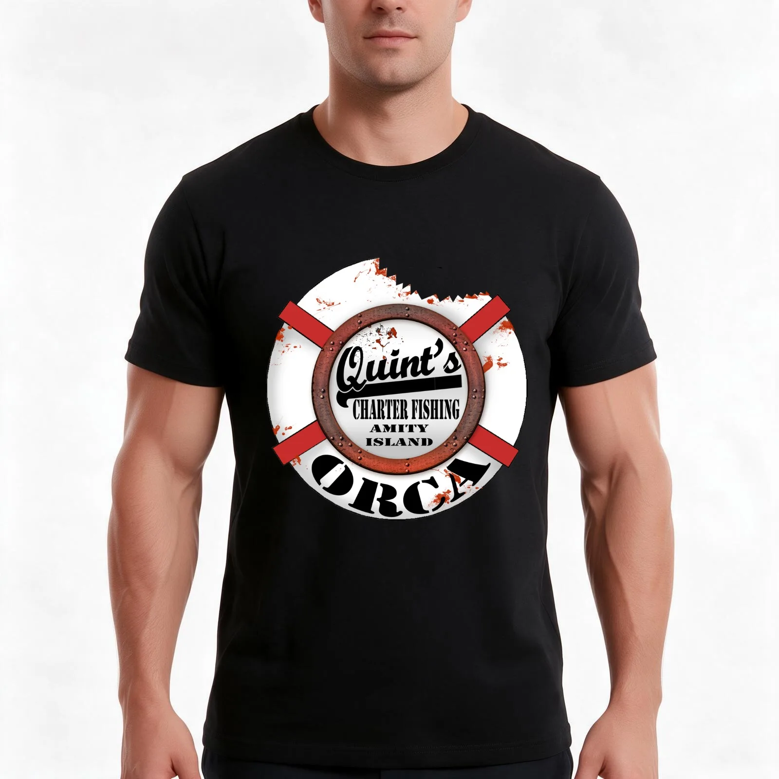 Captain Quint's Charter fishing T-Shirt Summer Casual Cotton Tee Oversized Streetwear Tops Vintage Graphic Print 100% Cotton
