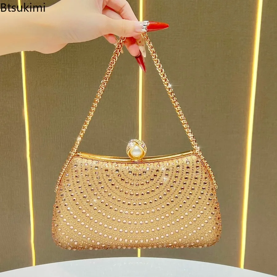 Fine Rhinestone Diamond Inlay Dinner Evening Bags for Women Retro Luxury Shinny Small Clutch Bag Wedding Party Dress Bags Purses