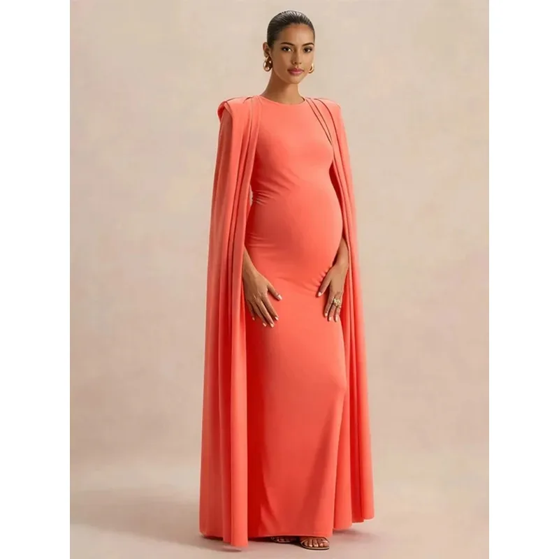 Studio-Umstandsfotografie-Umhangkleid, schmal geschnittenes Schwangerschaftskleid, mehrfarbiges Baby-Shower-Foto-Outfit-Kostüm