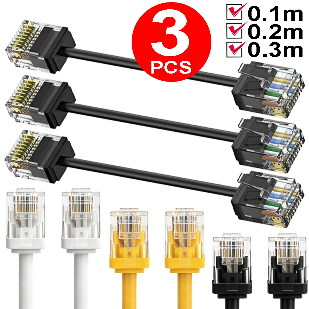 1-3Pcs CAT6A Ethernet Cable Crystal Head Copper Network Wire Broadband Router Computer Home Cabinet Box Jumper Line 10Gbps CAT6a