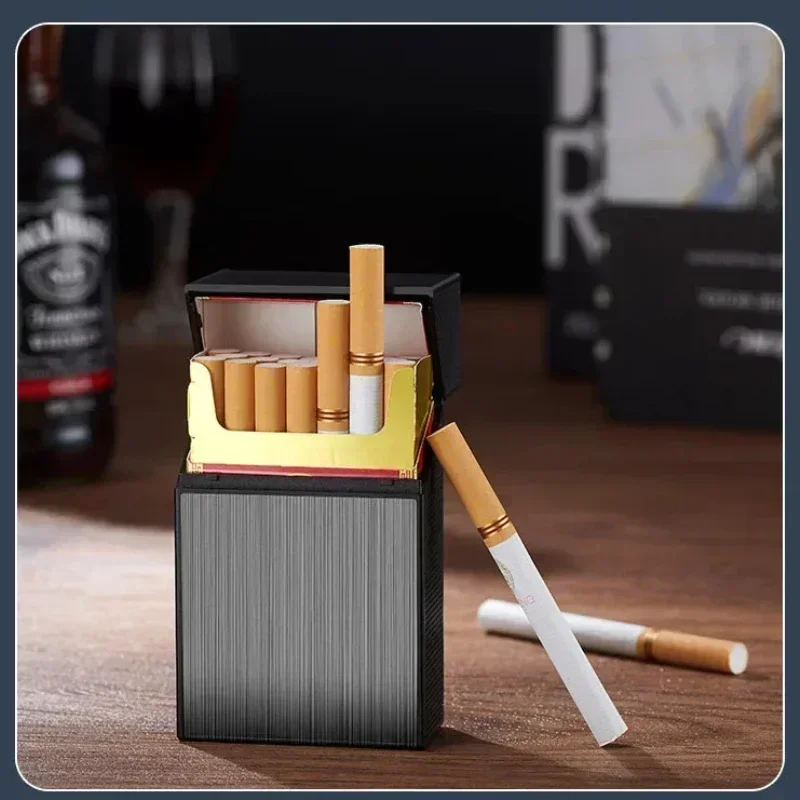 New Smoke Cigarette Case 20pcs Cigarettes Cases Holder With USB Rechargeable Lighter Metal Cigarette Case Lighters Gift For Men