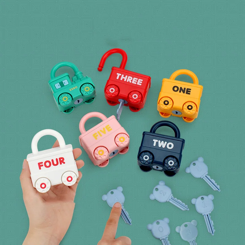 1PCS Fun Puzzle Children Matching Lock Toy Car Shape Key Intelligence Development Toddler Ring Buckle Unlock Cognition